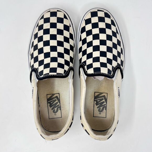 Vans Classic Checkerboard Off-White and Black Canvas Slip-On Sneakers Women’s 6 - Picture 6 of 9